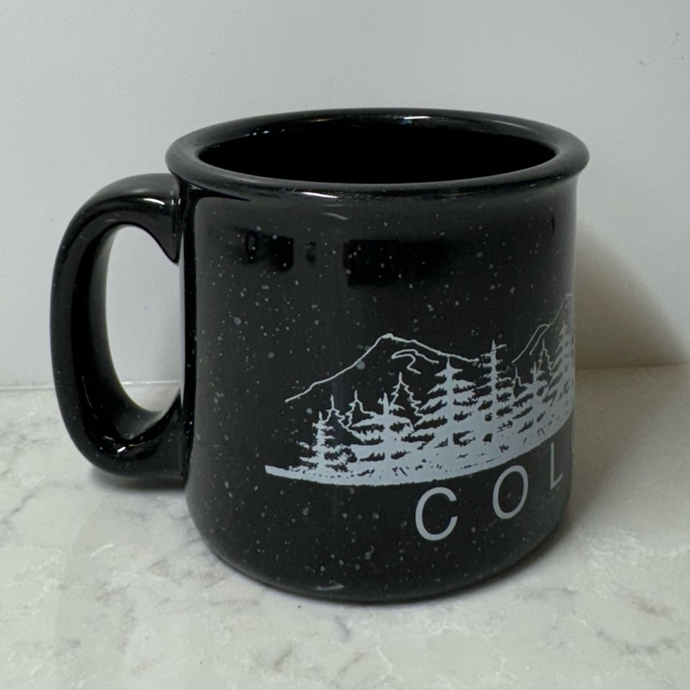 Black Ceramic Mug with Colorado Mountain Design